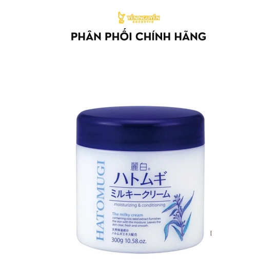 Kem Dưỡng Ẩm, Hỗ Trợ Làm Sáng Da Chiết Xuất Hạt Ý Dĩ Hatomugi Moisturizing & Conditioning The Milky Cream 300g