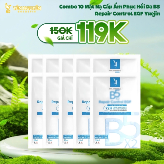 [COMBO 10 MASK 119K] Mặt Nạ Cấp Ẩm Phục Hồi Da B5 Repair Control EGF Yuejin