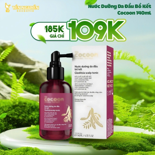Nước Dưỡng Tóc Cocoon Gleditsia Scalp Tonic Bồ Kết Giảm Gàu Cho Da Đầu Nhạy Cảm 140ml