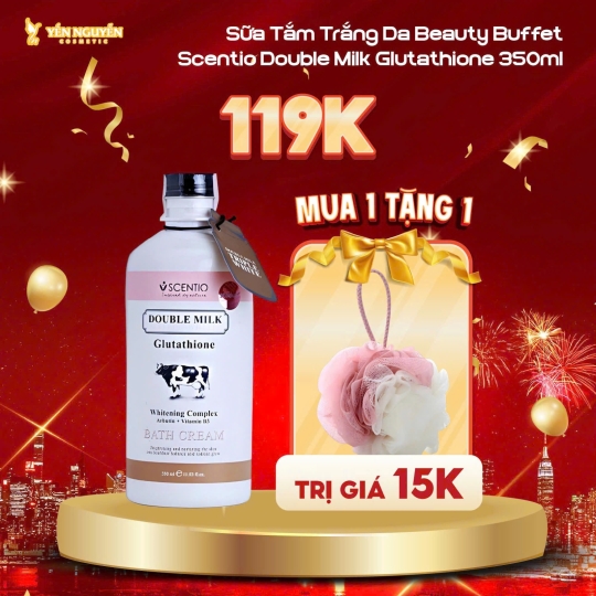 [MUA 1 TẶNG 1] Sữa Tắm Trắng Da Beauty Buffet Scentio Double Milk Glutathione 350ml