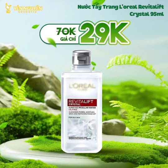 Nước Tẩy Trang Loreal Revitalift Crystal Đa Năng 3in1 Kiềm Dầu 95ml