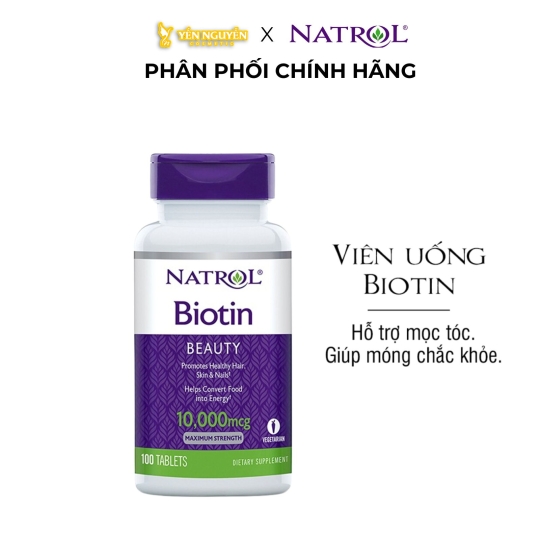[Thực phẩm bảo vệ sức khỏe] Viên Uống Mọc Tóc Natrol Biotin Beauty – 10000mcg | 100 viên