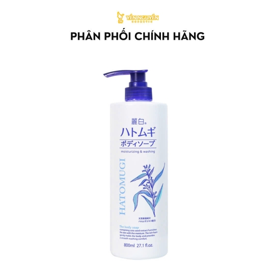 Sữa tắm ý dĩ Hatomugi dưỡng ẩm, làm trắng da chai 800ml