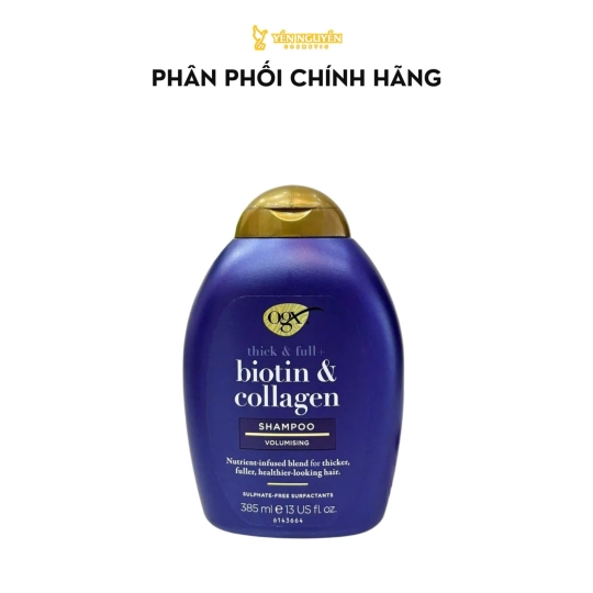Dầu gội OGX Thick & Full Biotin Collagen 385ml Tím