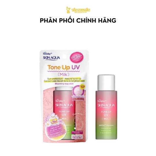 Sữa Chống Nắng Hiệu Chỉnh Sắc Da Sunplay Skin Aqua Tone Up UV Milk Happiness Aura - Rose SPF50+/PA++++ 50g