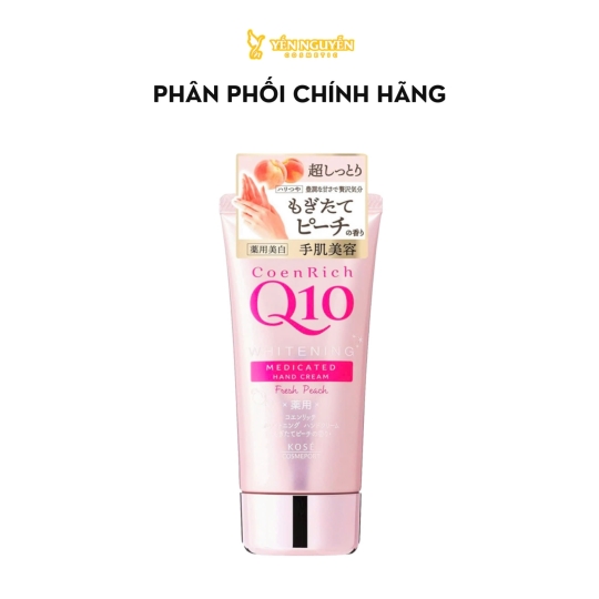 Kem Dưỡng Tay Kose Coen Rich Q10 Whiteming Medicated Fresh Peach Deep Moisture Cream 80g