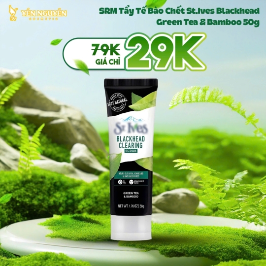 Sữa Rửa Mặt Tẩy Tế Bào Chết St.Ives Blackhead Clearing Green Tea Scrub 50g